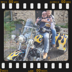 Géraldine et Cédrique Cottet sur leur moto Tryke